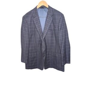 BARONI Men's Plaid‎ Blazer Sport Coat Reda Blue Brown SUPER 150's Wool 46R